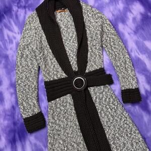 Belldini vtg y2k does 70s knit midi maxi cardigan brown and cream